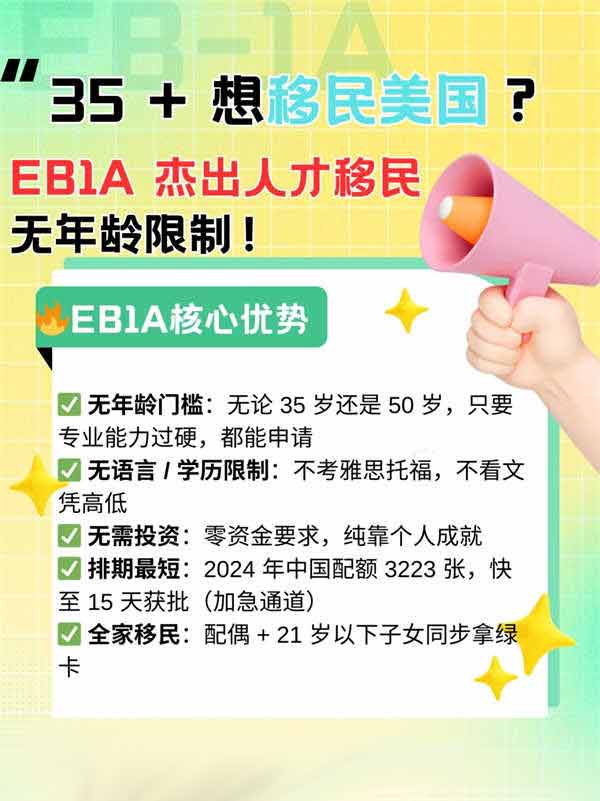 35+想移民美国EB-1A杰出人才无年龄限制