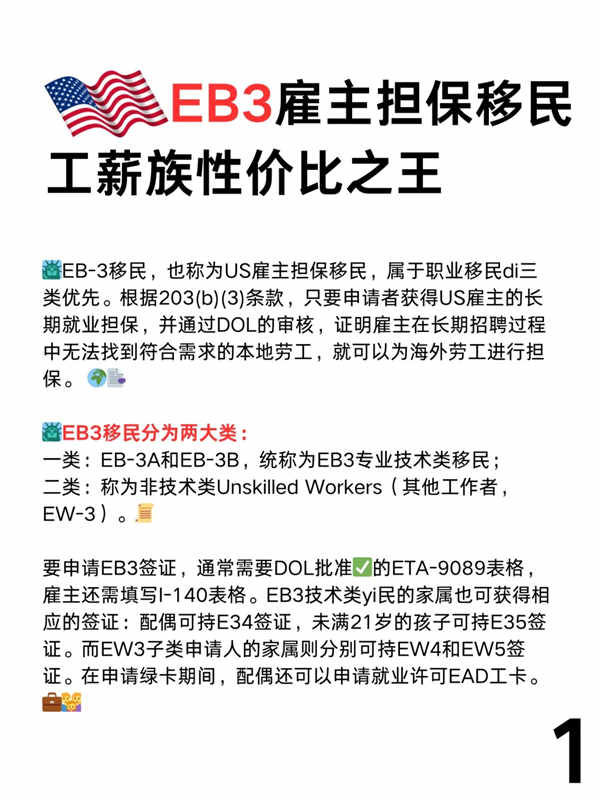 美国EB-3雇主担保移民,工薪族性价比之王 美国EB-3雇主担保移民,工薪族性价比之王
