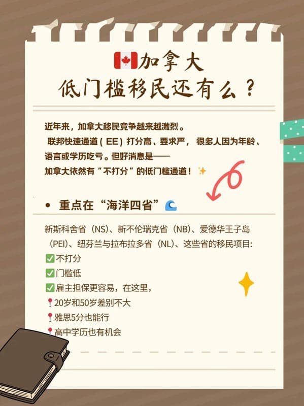 加拿大低门槛移民还有么? 加拿大低门槛移民还有么?