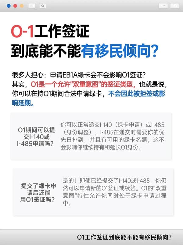 美国O1工作签证到底能不能有移民倾向? 美国O1工作签证到底能不能有移民倾向?